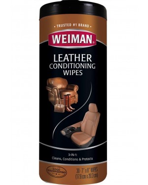 Weiman Leather Cleaner & Conditioner Wipes With UV Protection 30's