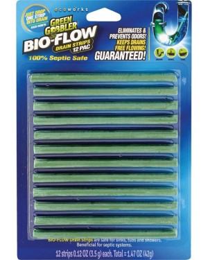 Green Gobbler Bio-Flow Drain Strips - Highly Effective Sink Unblocker 12 Set