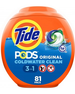 Tide PODS Laundry Detergent Soap PODS, High Efficiency (HE), Original Scent, 81
