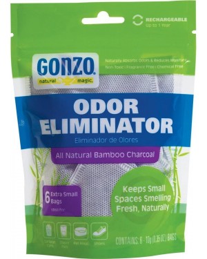 Gonzo Air Freshener Odor Eliminator Bamboo Charcoal (6) Non Toxic Safe for Kids