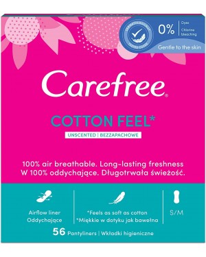 Carefree Cotton Feel Normal panty liners, 56 Count Perfect fit design