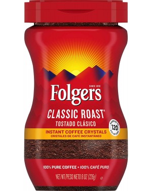 Folgers Classic Roast, Instant Coffee Crystals, 226g (8 Oz) Pack of 6