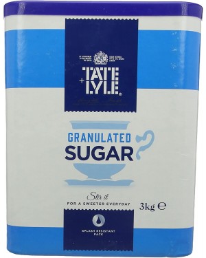Tate and Lyle Fairtrade Granulated Pure Cane Sugar Drum with Handle 3 kg