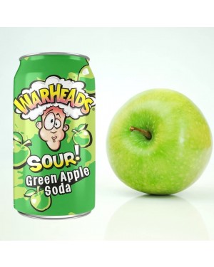 Warheads Sour Soda Pop Green Apple 340ml Cans (Packs of 12)