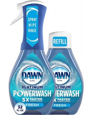 Dawn Powerwash Spray Starter Kit - Platinum Dish Soap Spray - Fresh Scent 16oz (473ml) + 1 Refill 