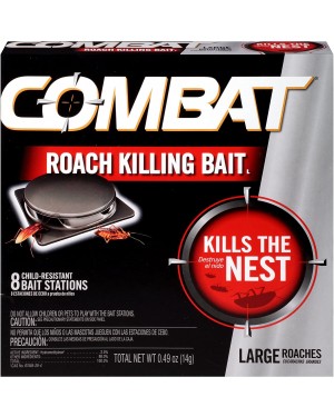 Combat Roach Killing Bait, Large Roach Bait Station, Kills the Nest, 8 Count
