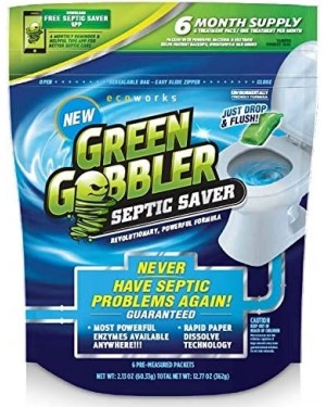 Green Gobbler Septic Saver Treatment System - Sewage & Septic Tank Cleaner 6 Pods