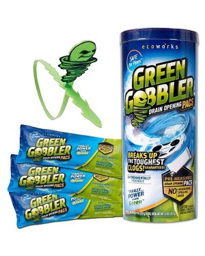 Green Gobbler Drain/Hair/Toilet Unblocker 3 Packs with Free Hair Grabber Tool