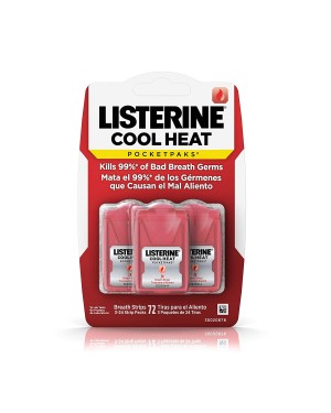 Listerine Cool Heat PocketPaks Oral Care Strips, 24-Strip Pack, 3 Pack (72) 