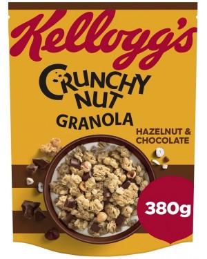 Kellogg's Crunchy Nut Hazelnut & Chocolate Granola Bag, 380g Pack of 6