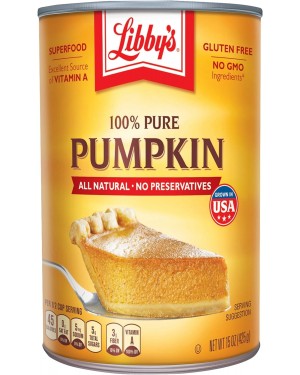 Libby's 100% Pure Canned Pumpkin all natural no preservatives, 15 oz (452.2g)