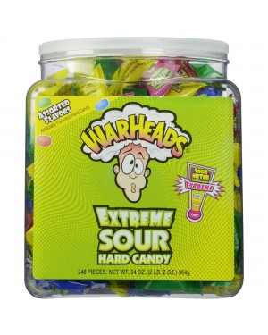Warheads Extreme Sour Hard Candy - Assorted Flavours - Tub of 240 Sweets - 964g