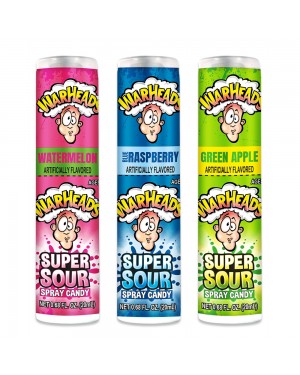 Warheads Super Sour Candy Spray Bottles Blue Raspberry, Apple And Watermellon