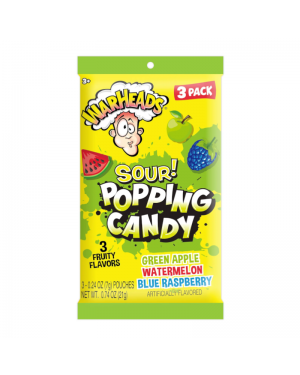 Warheads Sour Popping Candy 3pk  3 Fruity Flavors 0.74oz (7g)