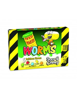 Toxic Waste Worms Theater Box Sour & Chewy Assorted Flavours 3oz (85g)
