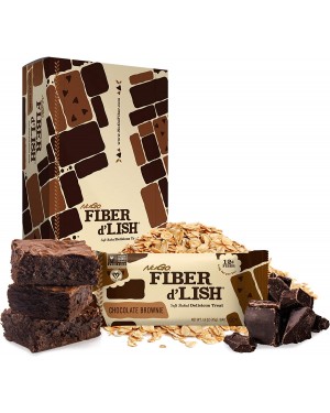NuGo Fiber d'Lish Chocolate Brownie - Vegan, 150 Calories - 1.6oz Pack of 16