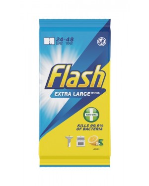 Flash Antibacterial Wipes Lemon 24s