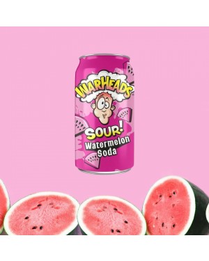 Warheads Sour Soda Pop Watermelon 340ml Cans (Packs of 12)